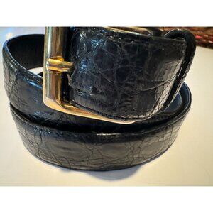 Italy Neiman Marcus Genuine Caiman Crocodile Beautiful Black Belt Ladies 36"